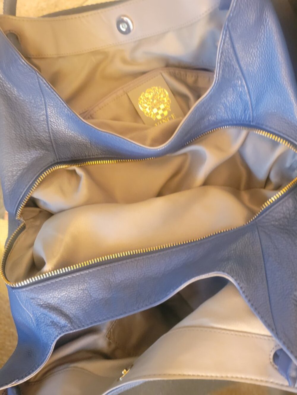 Vince Camuto Navy Pebbled Leather Hobo Shoulder Bag Knotted Strap Handbag - Picture 8 of 13